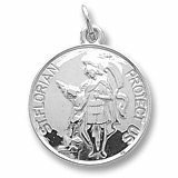 14K White Gold Saint Florian Disc Charm by Rembrandt Charms