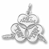 14K White Gold Three Best Friends Hearts Charm by Rembrandt Charms