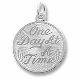 14K White Gold One Day At A Time Disc Charm by Rembrandt Charms
