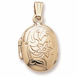 14K Gold Flower Oval Locket Pendant by Rembrandt Charms