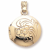 10K Gold Flower Circle Locket Pendant by Rembrandt Charms