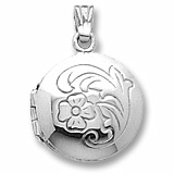 14K White Gold Flower Circle Locket Pendant by Rembrandt Charms