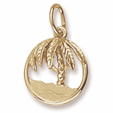 14K Gold Beach and Palm Tree Charm by Rembrandt Charms