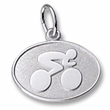 14K White Gold Cyclist Oval Disc Charm by Rembrandt Charms