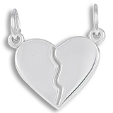 14k White Gold Breaks Apart Heart Charm by Rembrandt Charms