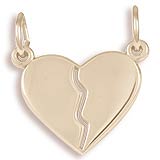 Gold Plated Breaks Apart Heart Charm by Rembrandt Charms