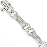 Sterling Silver Charm Bracelet with Diamonds Length 7 inch