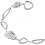 Sterling Silver Charm Bracelet, CZ Width 10mm 7 inches