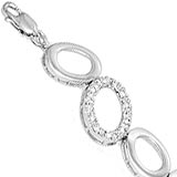 Sterling Silver Charm Bracelet CZ Width 11mm 7 inches