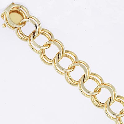 14k Gold Charm Bracelet XM 5mm Wide 7 inch 14k Gold Charm Bracelet XM 5mm Wide 7 inch