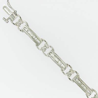 Sterling Silver Charm Bracelet with Diamonds Length 7 inch