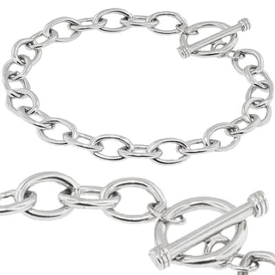 Sterling Silver Large Toggle 7” Charm Bracelet by Rembrandt Charms