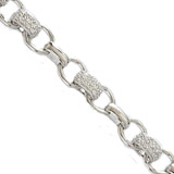 Sterling Silver CZ Charm Bracelet Width 9.5mm 7 inches