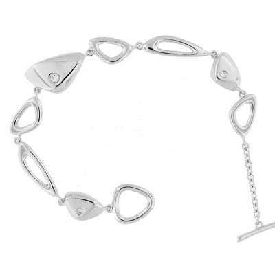 Sterling Silver Charm Bracelet, CZ Width 10mm 7 inches Sterling Silver Charm Bracelet, CZ Width 10mm 7 inches