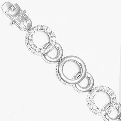 Sterling Silver Charm Bracelet with CZ Width 13mm 7 inches