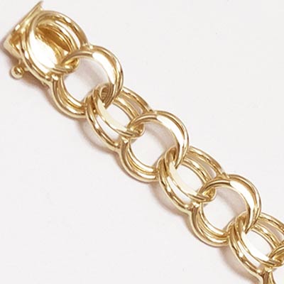 14k Gold Charm Bracelet XL 10mm Wide 7 inch 14k Gold Charm Bracelet XL 10mm Wide 7 inch
