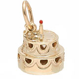 Gold Plate Hollow Two-Tier Cake Charm by Rembrandt Charms