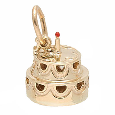 14k Gold Hollow Two-Tier Cake Charm by Rembrandt Charms 14k Gold Hollow Two-Tier Cake Charm by Rembrandt Charms