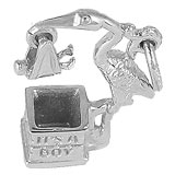 14k White Gold Stork It's a Boy Charm by Rembrandt Charms