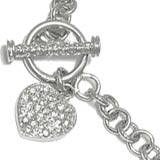 Sterling Silver Charm Bracelet CZ & Hearts Width 6mm 7 inches