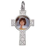 14K White Gold Celtic Cross PhotoArt® Charm by Rembrandt Charms
