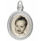 14K White Gold Small Oval Rope PhotoArt® Charm by Rembrandt Charms