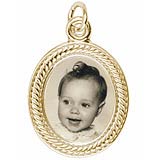 10K Gold Small Oval Rope PhotoArt® Charm by Rembrandt Charms