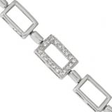 Sterling Silver Charm Bracelet with CZ Width 10mm 7 inches