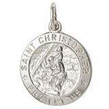 Rembrandt Saint Christopher Disc Charm, 14K White Gold