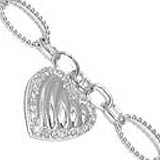 Sterling Silver Charm Bracelet with Hearts & Diamonds 7 1/2"