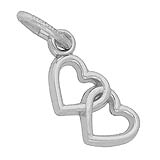 14K White Gold Two Open Hearts Accent Charm by Rembrandt Charms