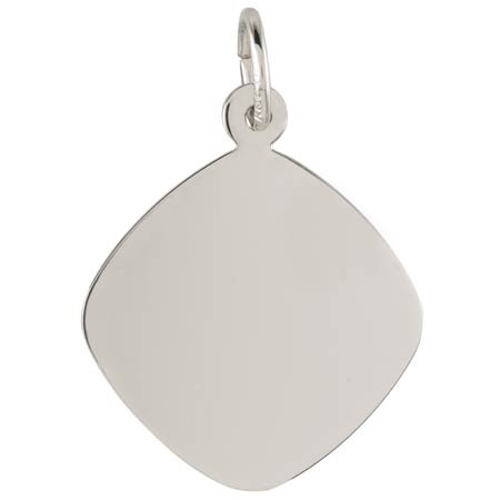 14K White Gold Small Square Disc Charm by Rembrandt Charms