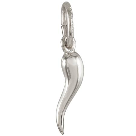 14K White Gold Italian Horn Charm by Rembrandt Charms 14K White Gold Italian Horn Charm by Rembrandt Charms