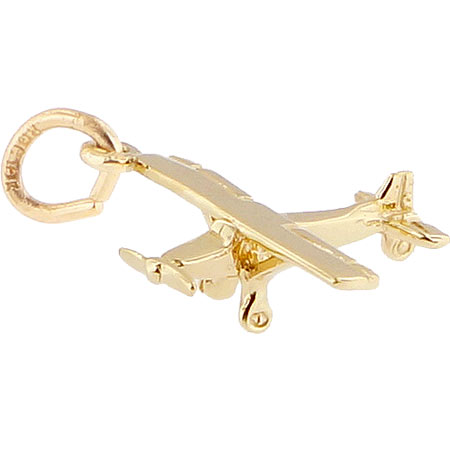 Rembrandt Single Engine Airplane Charm, 14k yellow Gold