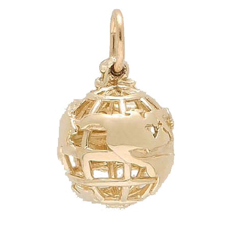 14k Gold World Globe Charm by Rembrandt Charms