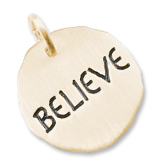 Gold Plate Believe Charm Tag by Rembrandt Charms