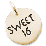 Gold Plate Sweet Sixteen Charm Tag by Rembrandt Charms
