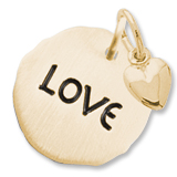 Gold Plate Love Charm Tag with Heart Accent by Rembrandt Charms