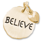 14K Gold Believe Charm Tag with Heart by Rembrandt Charms