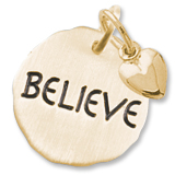 Gold Plate Believe Charm Tag with Heart by Rembrandt Charms