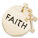 14K Gold Faith Charm Tag with Cross by Rembrandt Charms