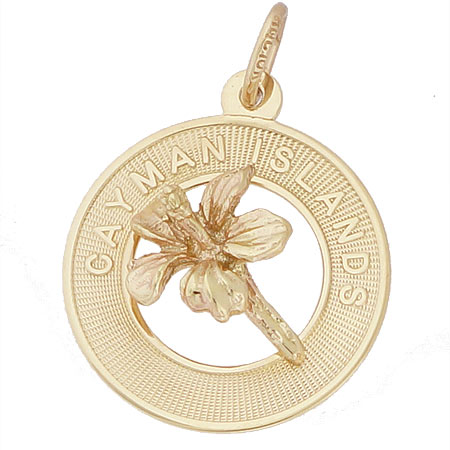14K Gold Grand Cayman Hibiscus Charm by Rembrandt Charms