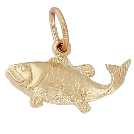 Rembrandt Bass Fish Charm, 14K Yellow Gold