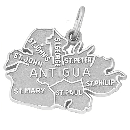 Sterling Silver Antigua Island Map Charm by Rembrandt Charms Sterling Silver Antigua Island Map Charm by Rembrandt Charms