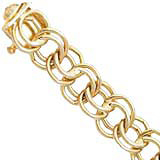 14K Gold Charm Bracelet Large Double Link 7"