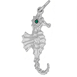 14K White Gold Seahorse with Stones Charm by Rembrandt Charms