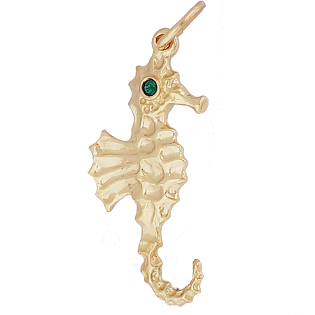 14k Gold Seahorse with Stones Charm by Rembrandt Charms
