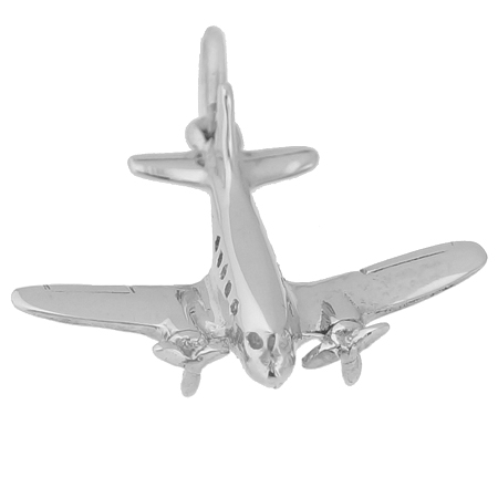 Sterling Silver DC-3 Vintage Plane Charm by Rembrandt Charms Sterling Silver DC-3 Vintage Plane Charm by Rembrandt Charms