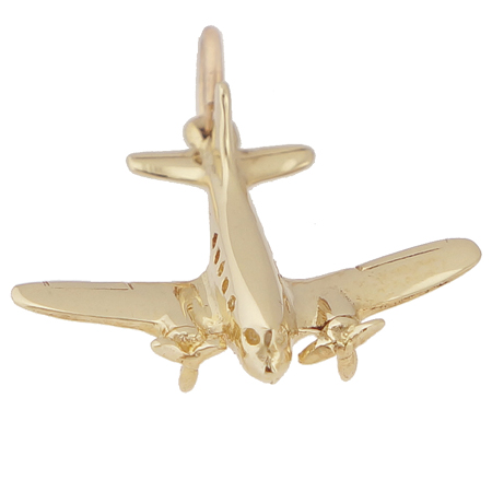 10K Gold DC-3 Vintage Plane Charm by Rembrandt Charms 10K Gold DC-3 Vintage Plane Charm by Rembrandt Charms