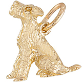 Rembrandt Sitting Terrier Dog Charm, Gold Plate